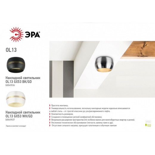 Накладной светильник Эра OL13 GX53 WH/GD Б0049037