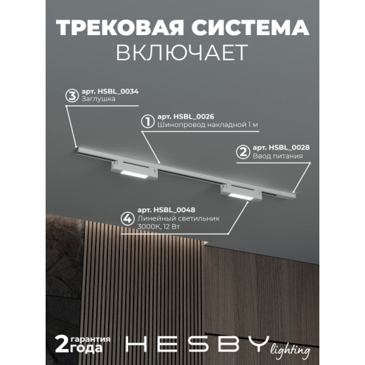 Комплект трековый Hesby Lighting №1 однофазная накладная Skylite HSBL_kompl_S001_NI1W3K