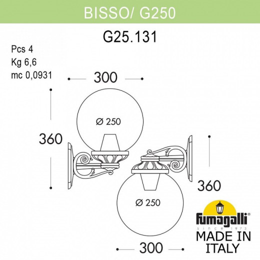 Светильник на штанге Fumagalli Globe 250 G25.131.000.AZE27