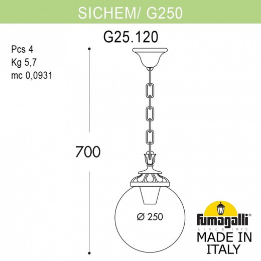 Подвесной светильник Fumagalli Globe 250 G25.120.000.AZE27