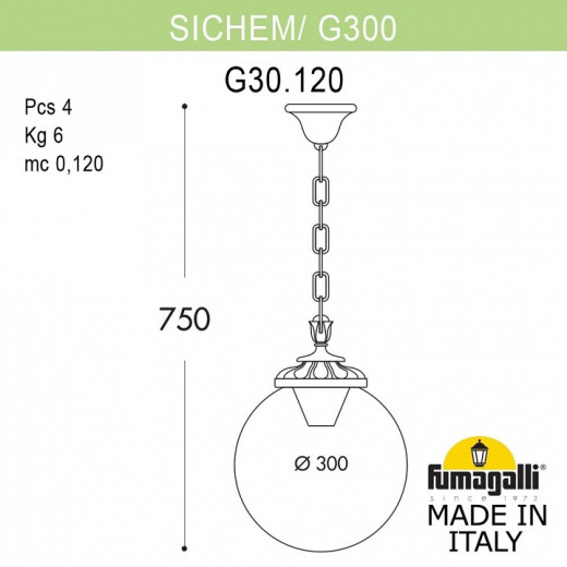 Подвесной светильник Fumagalli Globe 300 G30.120.000.WZE27