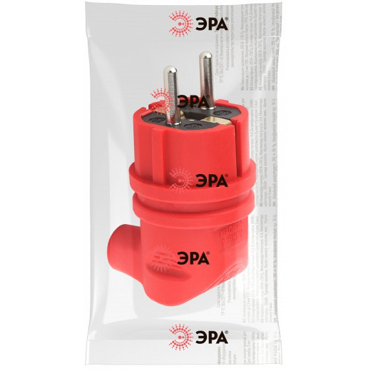 Вилка угловая с заземлением Эра  V9-RED-IP44