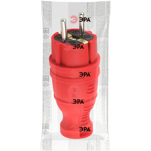 Вилка прямая с заземлением Эра  V8-RED-IP44