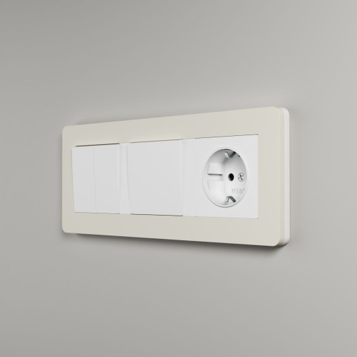 Рамка из поликарбоната на 3 поста Split айвори/белый, soft-touch W0033066