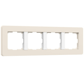 Рамка из поликарбоната на 4 поста Split айвори/белый, soft-touch W0043066