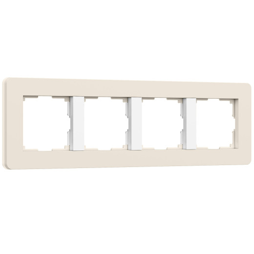 Рамка из поликарбоната на 4 поста Split айвори/белый, soft-touch W0043066