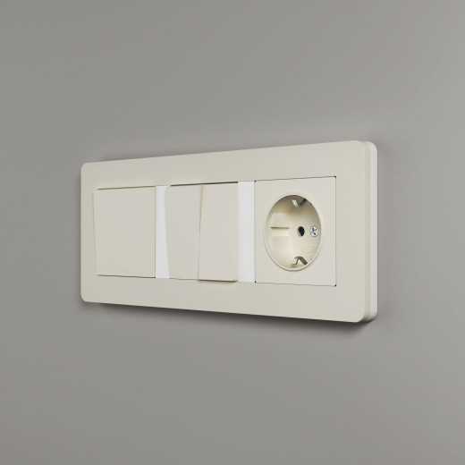 Рамка из поликарбоната на 3 поста Split айвори/белый, soft-touch W0033066