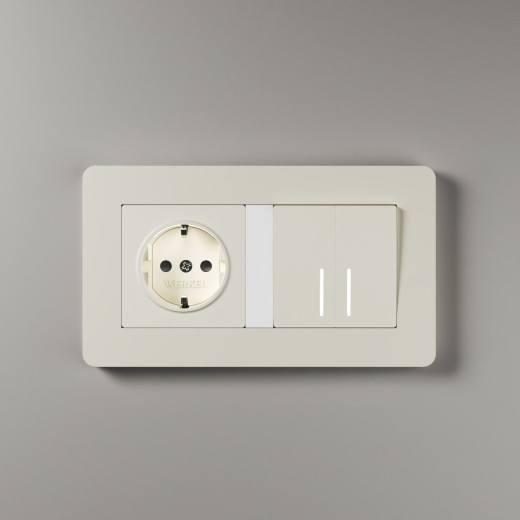 Рамка из поликарбоната на 2 поста Split айвори/белый, soft-touch W0023066