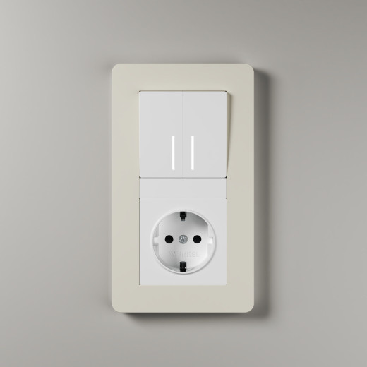 Рамка из поликарбоната на 2 поста Split айвори/белый, soft-touch W0023066