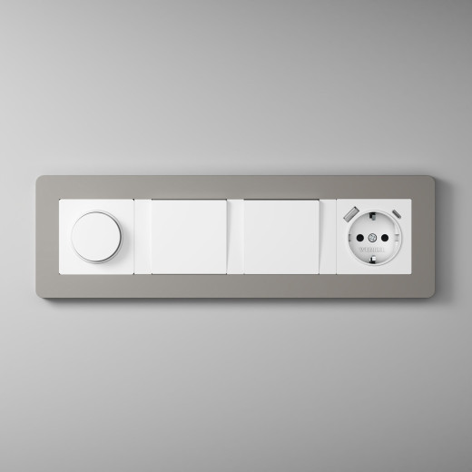 Рамка из поликарбоната на 4 поста Split дымчатый/белый, soft-touch W0043067