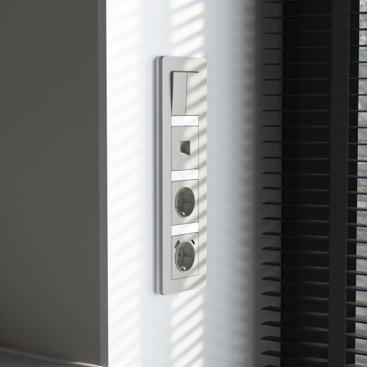 Рамка из поликарбоната на 4 поста Split дымчатый/белый, soft-touch W0043067