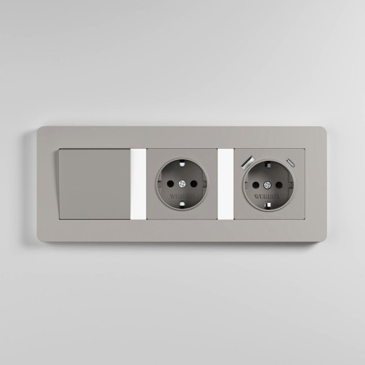 Рамка из поликарбоната на 3 поста Split дымчатый/белый, soft-touch W0033067