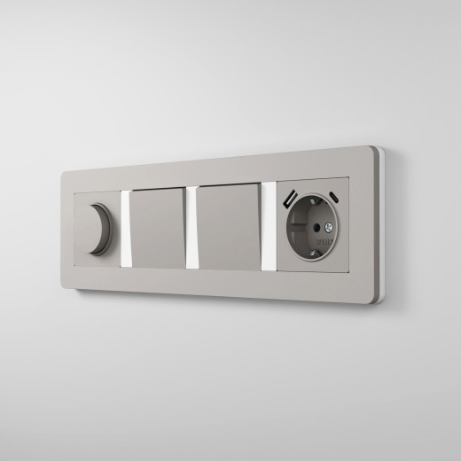 Рамка из поликарбоната на 4 поста Split дымчатый/белый, soft-touch W0043067