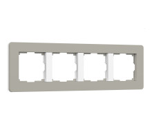 Рамка из поликарбоната на 4 поста Split дымчатый/белый, soft-touch W0043067