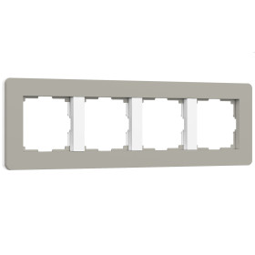 Рамка из поликарбоната на 4 поста Split дымчатый/белый, soft-touch W0043067