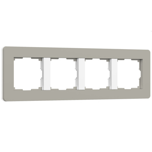 Рамка из поликарбоната на 4 поста Split дымчатый/белый, soft-touch W0043067