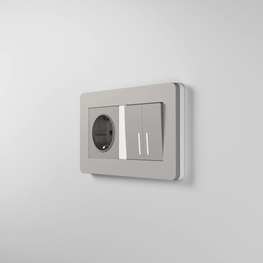 Рамка из поликарбоната на 2 поста Split дымчатый/белый, soft-touch W0023067