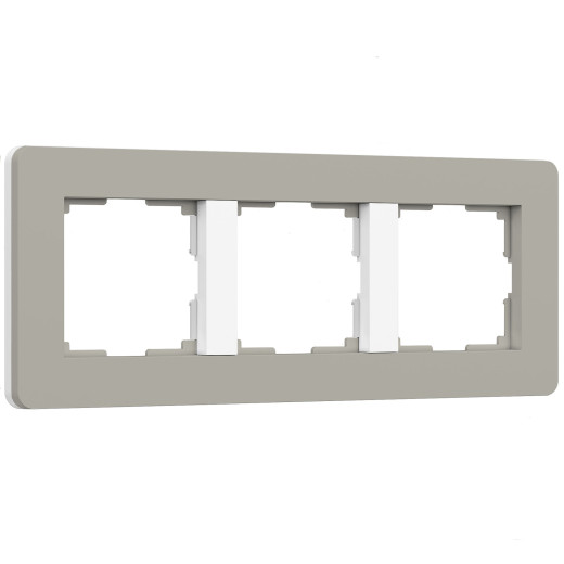 Рамка из поликарбоната на 3 поста Split дымчатый/белый, soft-touch W0033067