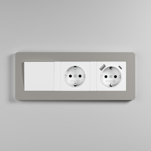 Рамка из поликарбоната на 3 поста Split дымчатый/белый, soft-touch W0033067