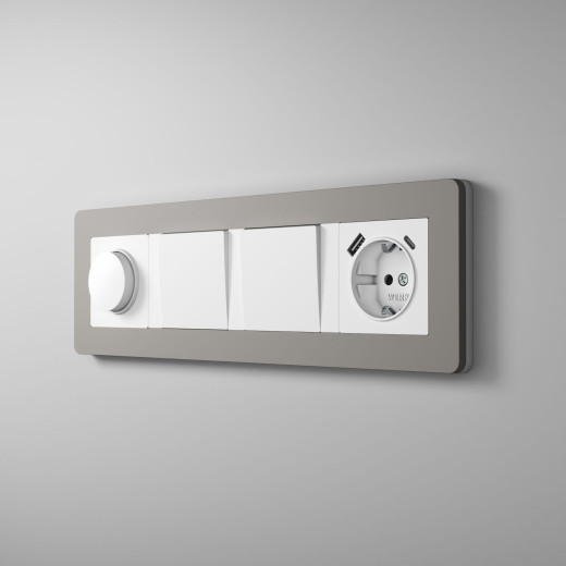 Рамка из поликарбоната на 4 поста Split дымчатый/белый, soft-touch W0043067