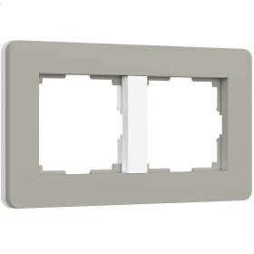 Рамка из поликарбоната на 2 поста Split дымчатый/белый, soft-touch W0023067