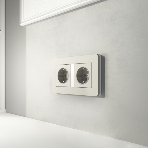 Рамка из поликарбоната на 2 поста Split дымчатый/белый, soft-touch W0023067