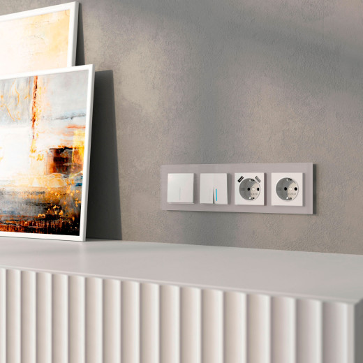 Рамка из стекла на 4 поста Favorit дымчатый W0041117