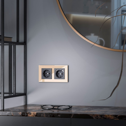 Рамка из стекла на 2 поста Favorit шампань W0021111