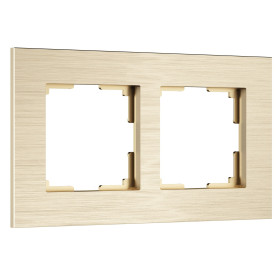 Рамка из металла на 2 поста АluMax шампань алюминий W0023511