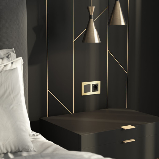 Рамка из металла на 2 поста АluMax шампань алюминий W0023511