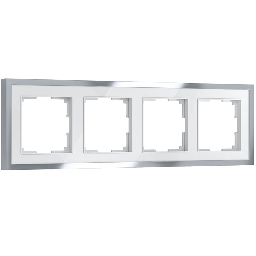 Рамка из металла на 4 поста Baguette белый/серебро W0042850