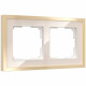 Рамка из металла на 2 поста Baguette айвори/латунь W0022851