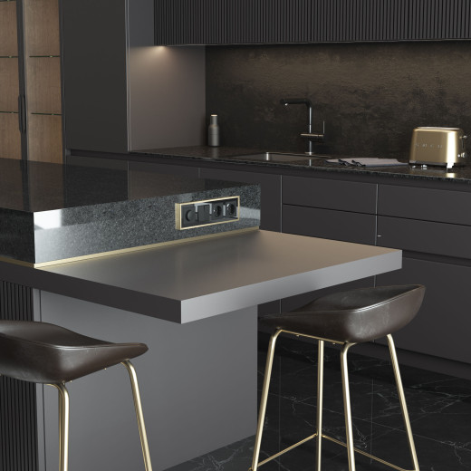 Рамка из металла на 4 поста Baguette черный/латунь W0042852