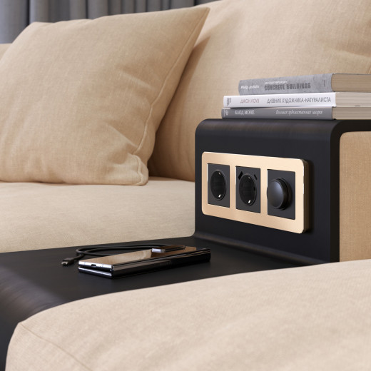 Рамка из металла на 3 поста Platinum шампань W0032611