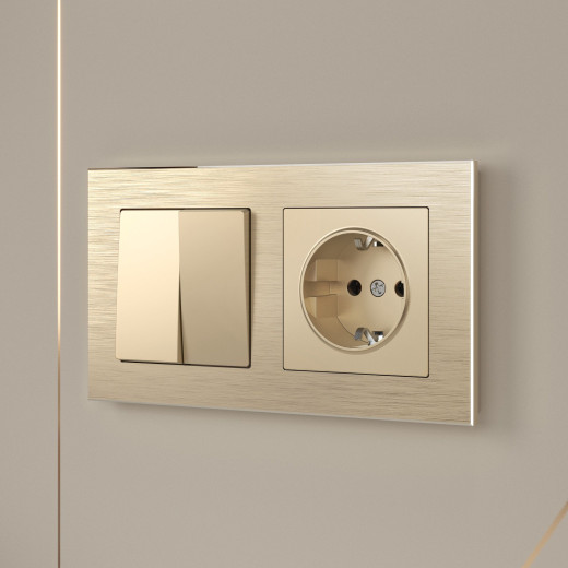 Рамка из металла на 2 поста Аluminium шампань алюминий W0021711