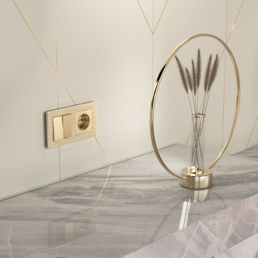 Рамка из металла на 2 поста Аluminium шампань алюминий W0021711