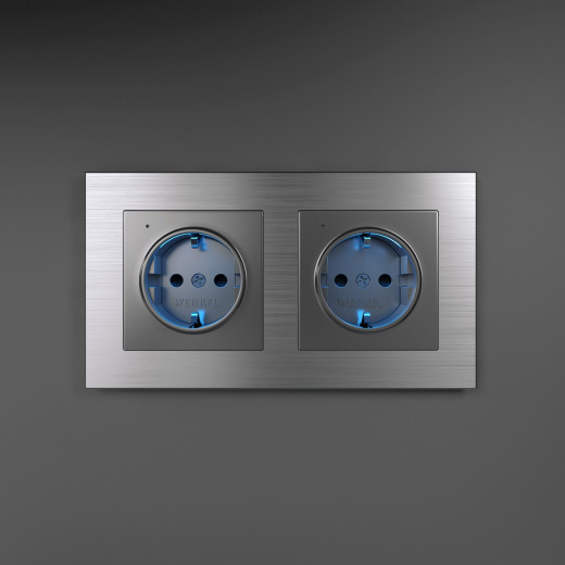 Рамка из металла на 2 поста Аluminium алюминий W0021706