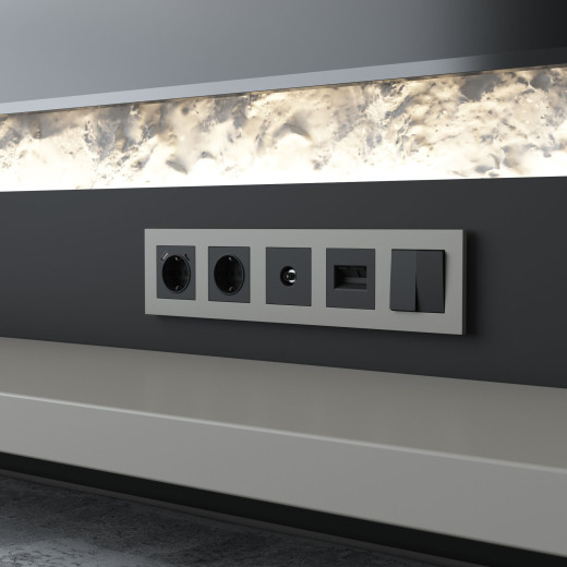 W0052917/ Рамка на 5 постов Slab (дымчатый софт) W0052917