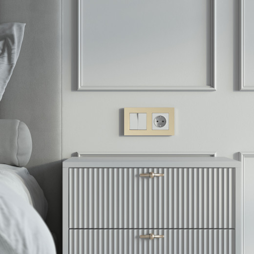 W0022911/ Рамка на 2 поста Slab (шампань софт) W0022911