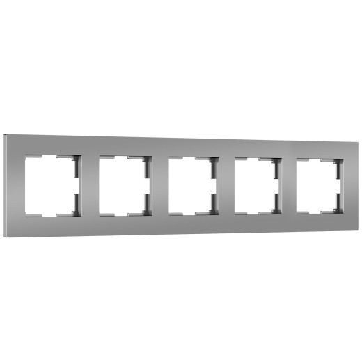 Рамка из поликарбоната на 5 постов Slab серебро софт W0052965