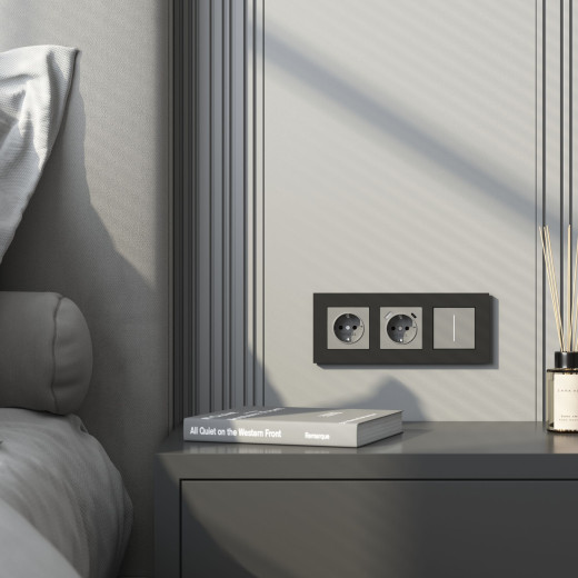 Рамка из поликарбоната на 3 поста Slab черный софт W0032908