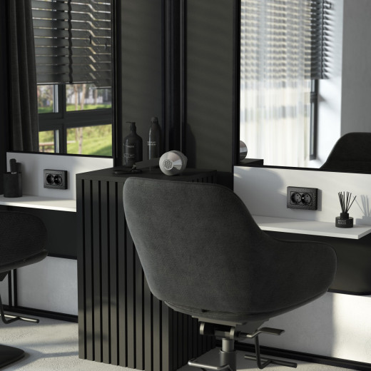 Рамка из поликарбоната для двойной розетки Hammer черный W0082408