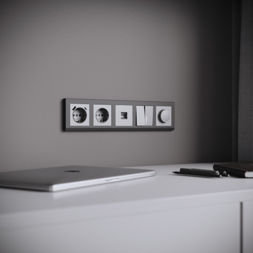 Рамка из поликарбоната на 5 постов Stark графит матовый W0051864