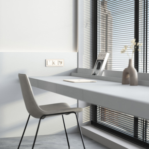 Розетка с заземлением, шторками и USB тип A+C (айвори матовый) W1171762