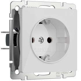 Розетка с заземлением (белый акрил) W1171041