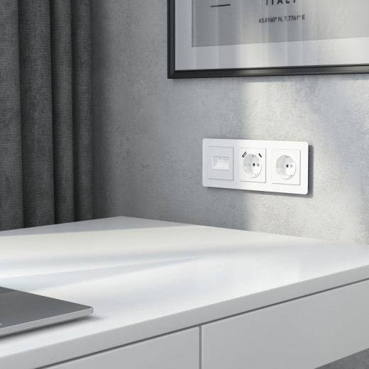 Накладка для двойной розетки Еthernet RJ-45 белый акрил W1191141