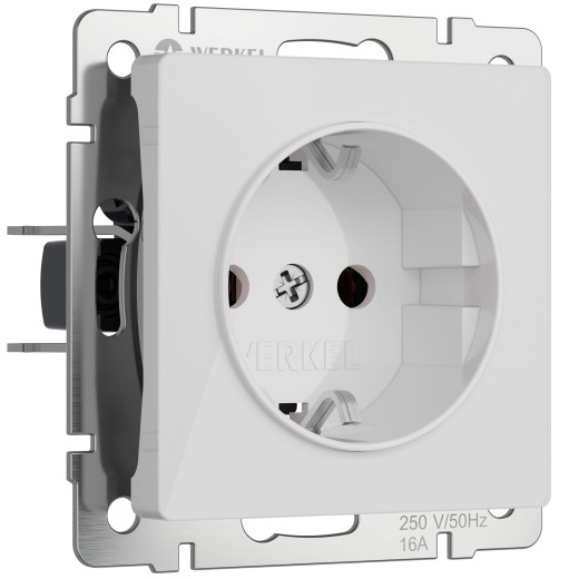 Розетка с заземлением и шторками (белый акрил) W1171141