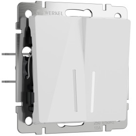 Выключатель двухклавишный проходной с подсветкой (белый акрил) W1122141