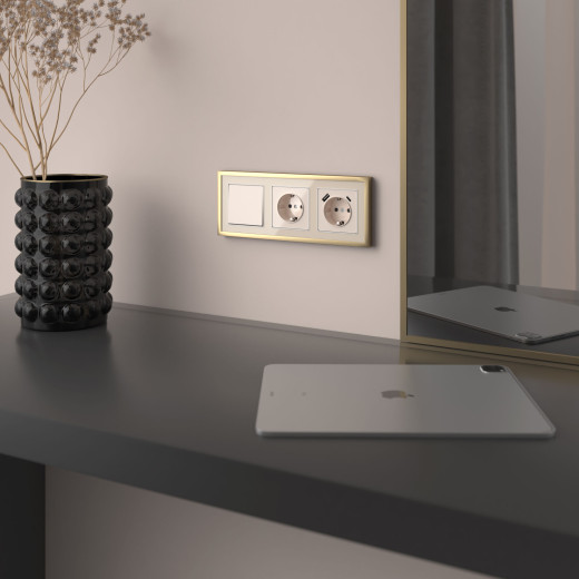 Выключатель одноклавишный проходной (айвори акрил) W1112043