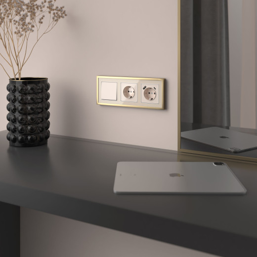 Выключатель одноклавишный (айвори акрил) W1110043